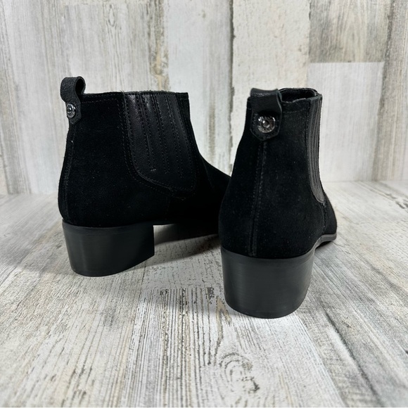 NYDJ Gilan Black Suede Ankle Chelsea Boots with Elastic Gore Inserts #1368 - Picture 6 of 12